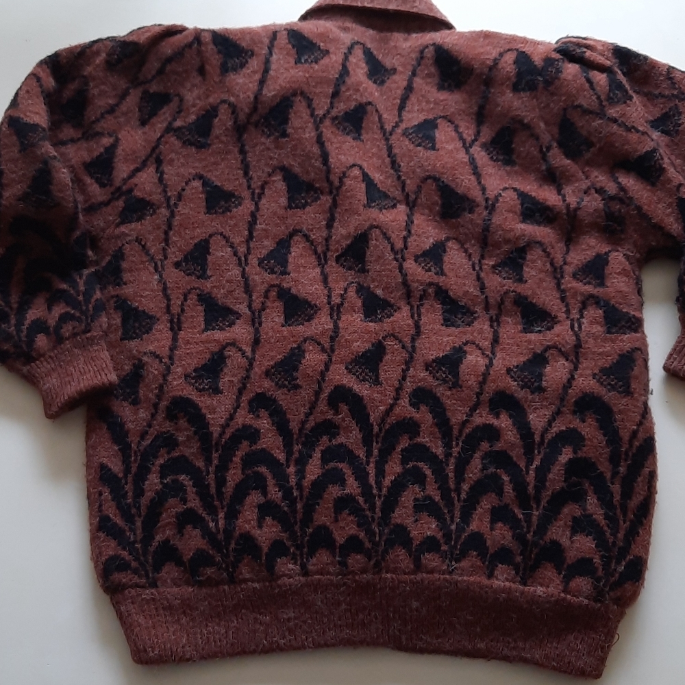 Vintage brown floral knit sweater cardigan small - Picture 2 of 12